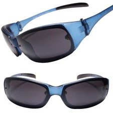 Wrap Shield Motorcycle Riding Biker Lightweight Sporty Matte Blue Sunglasses