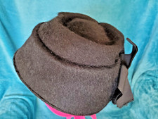 Vintage 1950s -Melosof Classy Black Wool Felt Cloche Bucket Hat -Henry Pollak NY