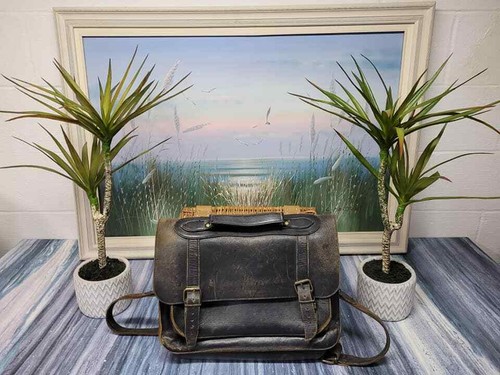 vintage leather satchel briefcase / sn3199 R2