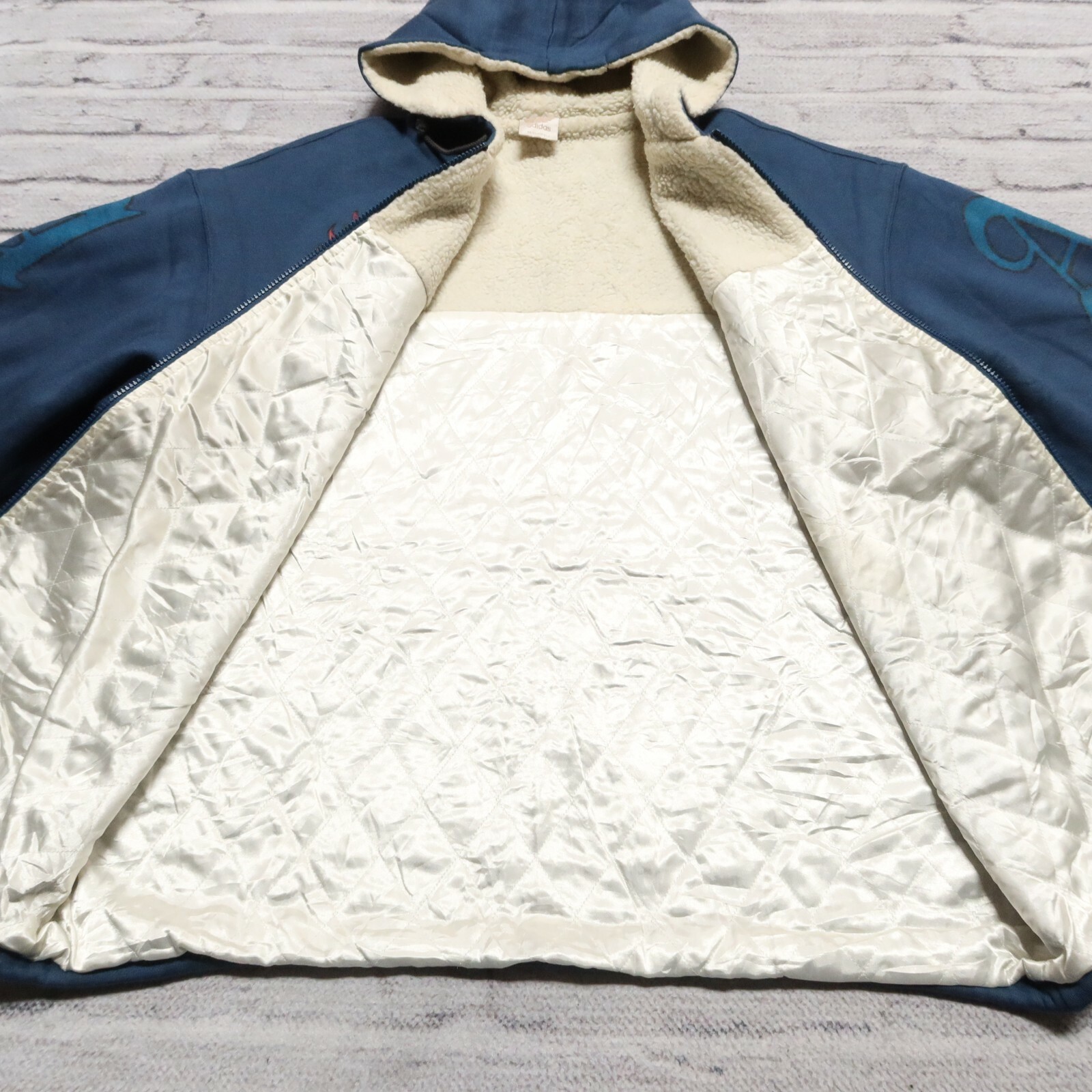 Vintage 90s Adidas Trefoil Big Logo Hoodie Sweater Jacket Size L Lined image 10