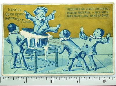 1880 King's Quick Rising Buckwheat Flour, Clowns Giant Dough Rising Card F59