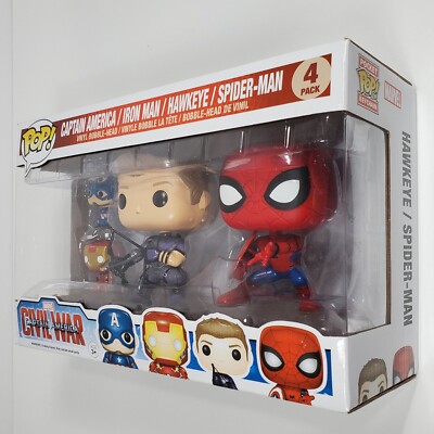 CAPTAIN AMERICA CIVIL WAR FUNKO POP FIGURE 4pk SPIDER-MAN HAWKEYE