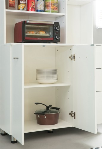 New Basicwise Kitchen Pantry Storage Cabinet with Doors and Shelves, White - 第 4/6 張圖片