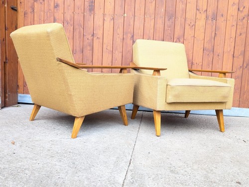 60er Vintage Poltrona Retrò 2x Easy Sedia Danish 60s Ufficio Medio Secolo G - Foto 19 di 21