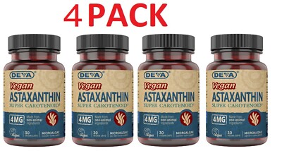 [4 PACK] Deva Vegan Astaxanthin 4 mg [4 PACK] Mfg in USA 