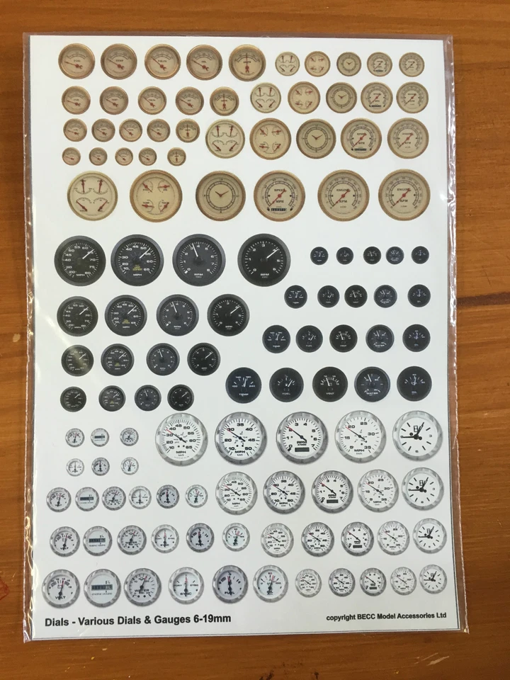 Becc Dials - Vinyl Decals Various size Dials and Gauges 6 -19mm Self Adhesive