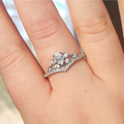 NWT Ryze White Frost Cubic Zirconia .925 Sterling Silver Crown Ring