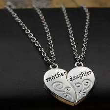 2Pcs/Set Mother Daughter Love Heart Necklace