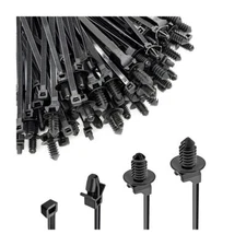 120PCS Car Push Mount Cable Zip Tie Nylon Self Locking Cable Strap Engine Bay...