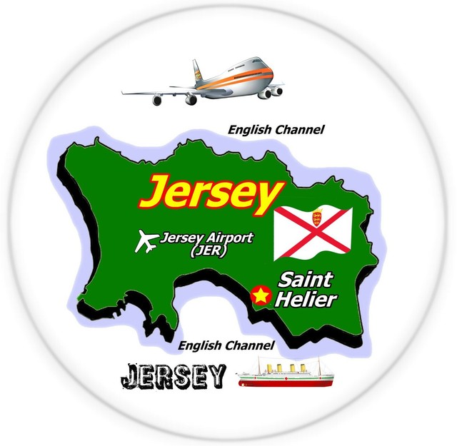 JERSEY, CHANNEL ISLANDS MAP / FLAG ROUND SOUVENIR FRIDGE