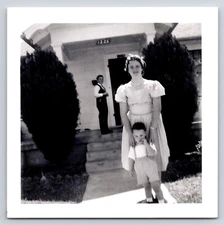 Photograph Mid Century Black and White Picture Family Snapshot Found Photo USA
