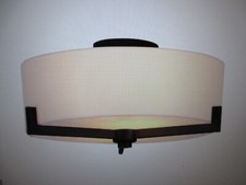 Meyercross Hamlin 17.63 In. 2-light Blackened Bronze And White Semi Flush Mount