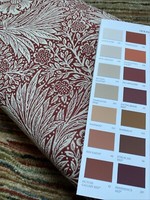 MORRIS & Co Curtains 66x90 Marigold Woven Jacquard PAIR Textured Russet Red