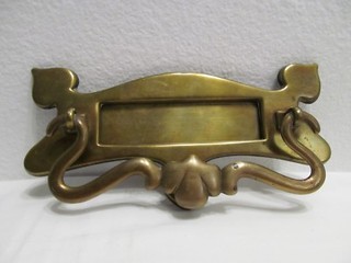 Vintage Brass Letter Box Plate With Door Knocker Mail Slot Spring Loaded