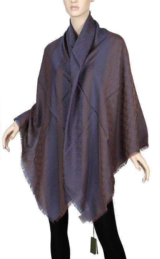 NEW GUCCI GG WEB PRINT GIANT WOOL SILK SHAWL WRAP SCARF 55