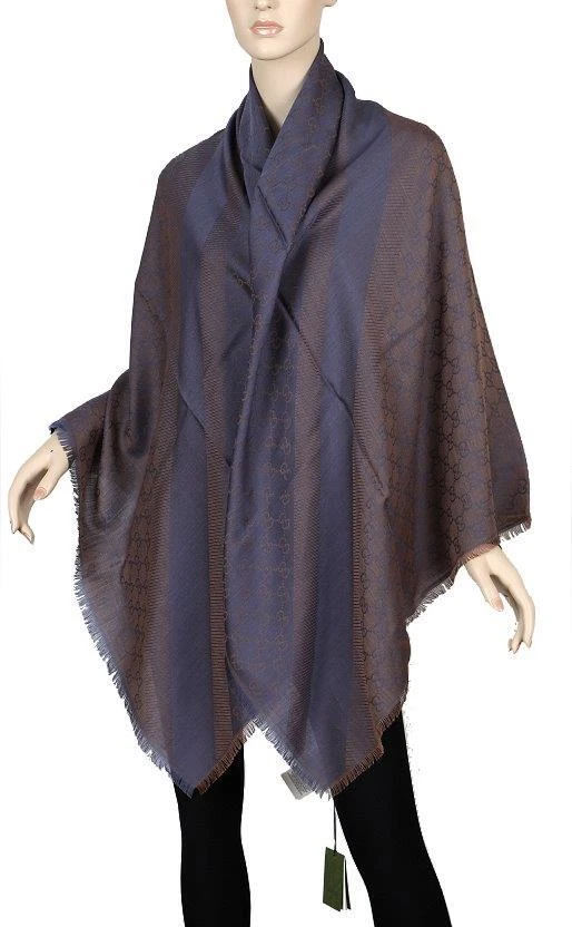 FOULARD NEUF GUCCI GG WEB PRINT LAINE GÉANTE CHÂLE SOIE 55