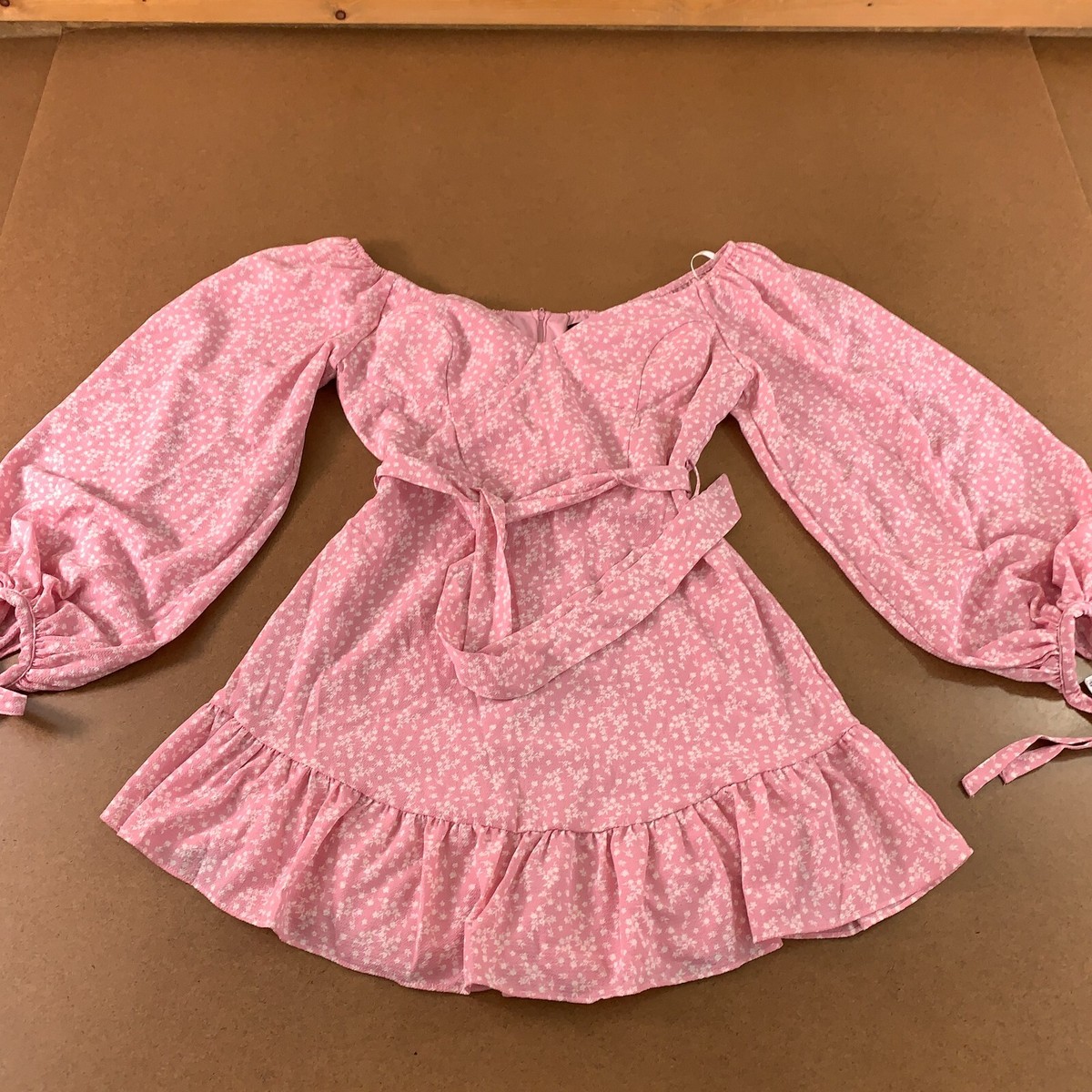 b darlin pink dress B Darlin Juniors Size 9/10 Pink Floral Long Sleeve Sweetheart Belted Dress  NWT