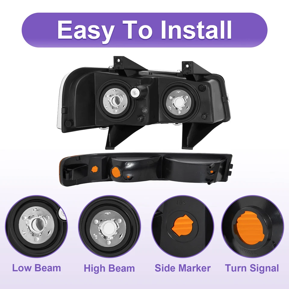 Headlight Kit For 2003-2021 Chevrolet Express 2500 LH RH Includes Parking Lights Foto 3 de 4