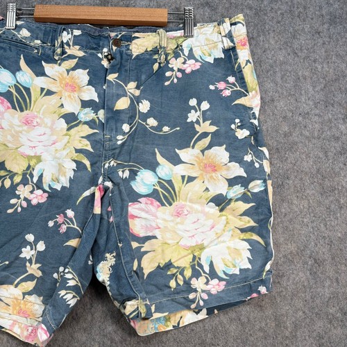 Polo Ralph Lauren Shorts Mens Size UK 38 Blue Floral Linen Hawaiian Straight Fit - Picture 7 of 13