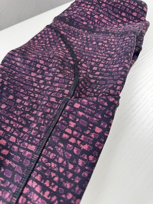 Lululemon Fast & Free Legging 25'' Size 4, Jacquard Brick Raspberry Black   Rare