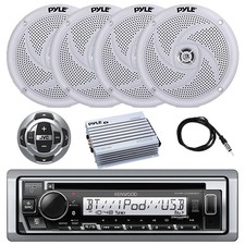 Kenwood in-Dash CD Stereo Receiver, 4x 5.25" Speaker, Remote, Amplifier, Antenna