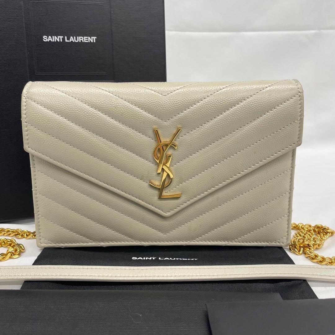 Borsa a tracolla Saint Laurent grigia con catena