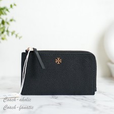 Tory Burch Blake Zip Card Case Leather Wallet in Black NWT