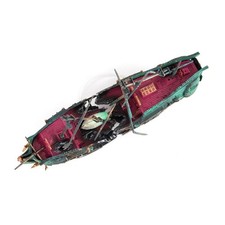 Green Sunken Ship Aquarium Ornament Deep Sea Decoration