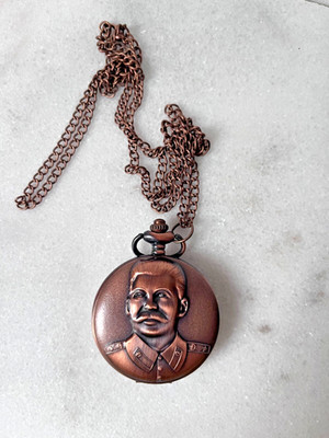 Retro style USSR Stalin portrait Quartz Pocket Watch