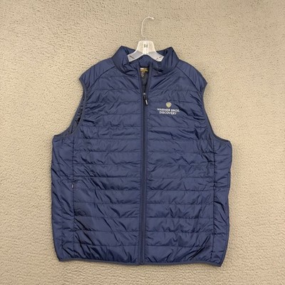 Core 365 Vest Mens XL Blue Full Zip Pockets Warner Bros Discovery Embroidered