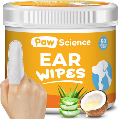 Dog Ear Cleaner Wipes   Finger Wipes for Dogs & Cats   Cleaning, Soothing, & Deo