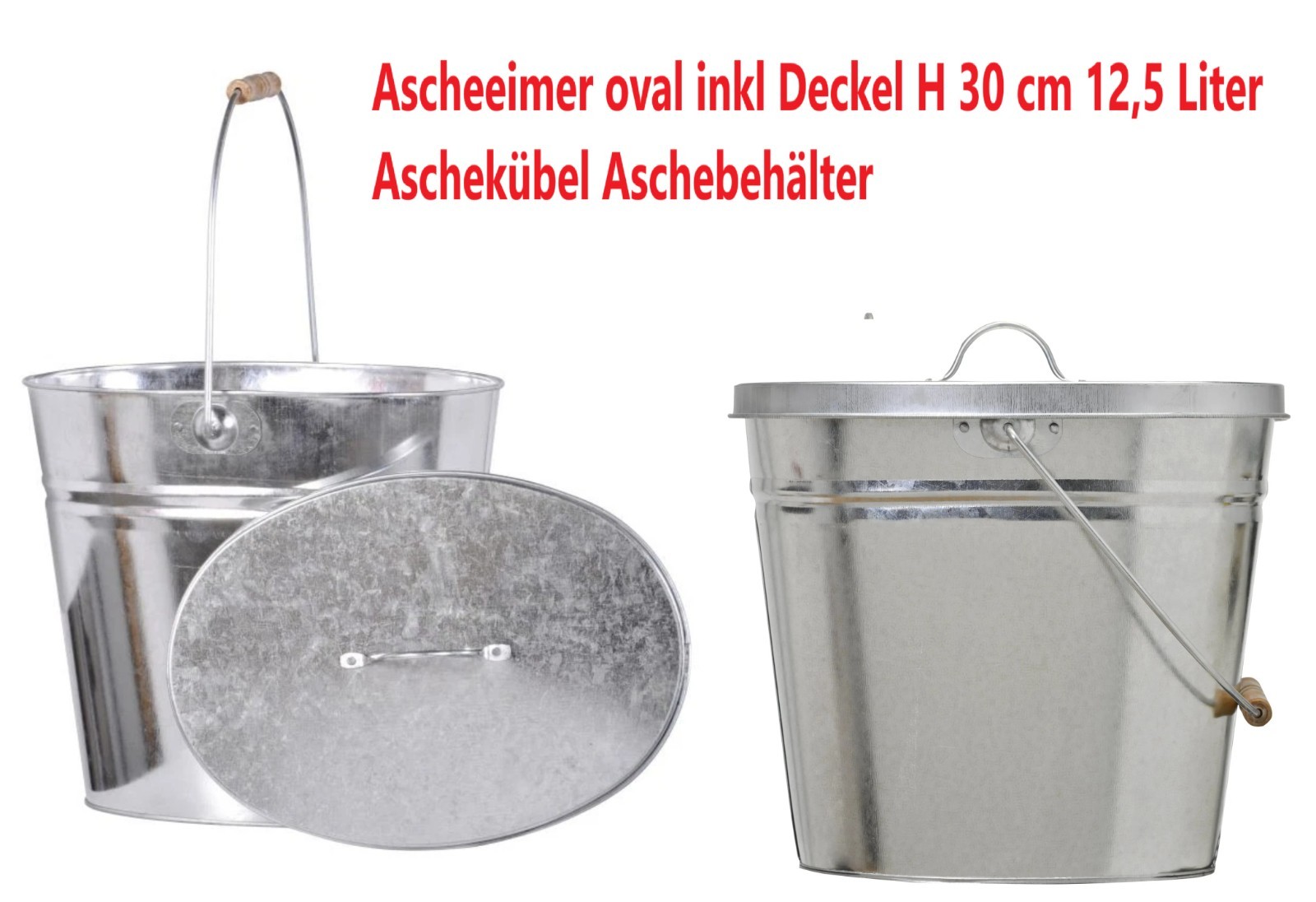 FireFix Ascheeimer oval mit Deckel Höhe: 30 cm 12,5 Liter - Image 2