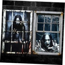 2 Pcs Scary Halloween Window Decorations Window Cover Window Female Ghost