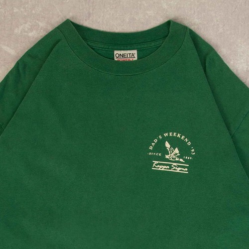 Oneita Vintage 90s Kappa Sigma Fraternity Graphic T-Shirt XL Mens Green - Picture 4 of 7