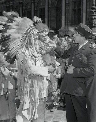 Chief Alone Walker leader of a troupe of Algonquin Indians from B- 1956 Photo