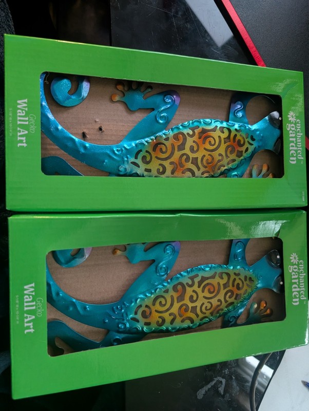 Enchanted Garden Gecko Wall Art, set of two