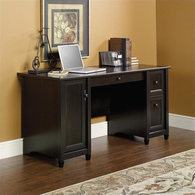 Sauder Edge Water Engineered Wood 2-Drawers Computer Desk in Estate Black