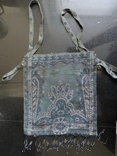 Unique Art Nouveau Victorian Beaded Delicate Blue Bag Tie Closure 1910 1920