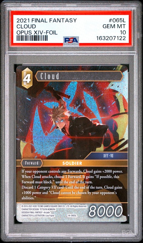 2021 FINAL FANTASY OPUS XIV FOIL #065L CLOUD PSA 10