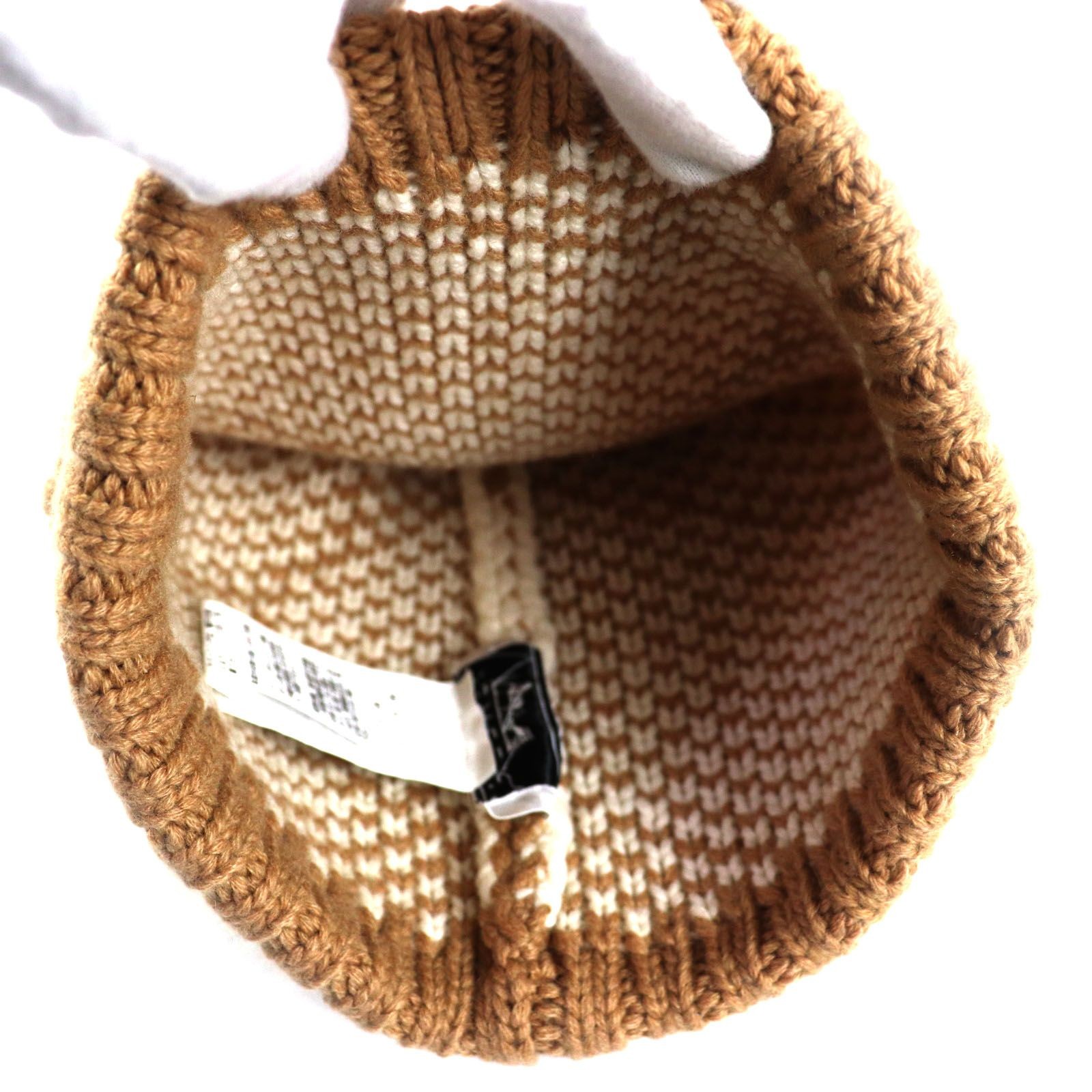Hermes Click Se Nue Cashmere 100 Knit Cap With Leather Logo Patch Beige S thumbnail 6