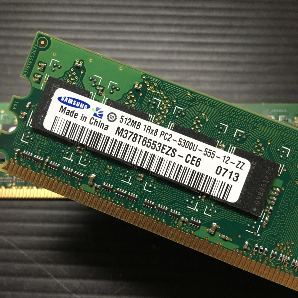 2PCS Samsung 512MB 1Rx8 PC2-5300U-555-12-ZZ M378T6553EZS-CE6 0713 PC Memory - Image 2 of 4