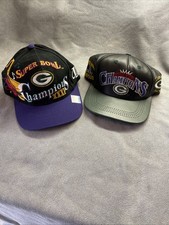 Vntg. Green Bay Packers NFL SB 31 XXXI Champions Snapback Hat Lot Of 2