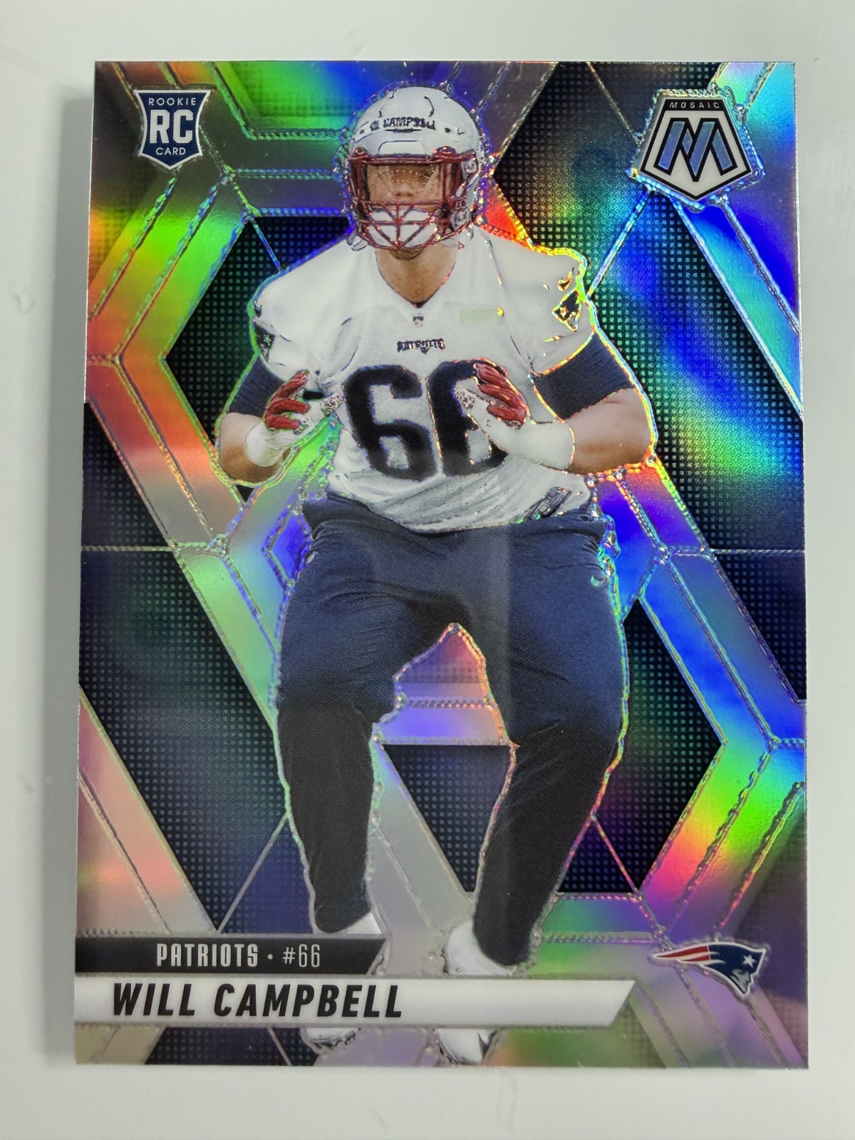2025 Panini Mosaic - Will Campbell - Rookie Card Silver Prizm Holo #378 Patriots