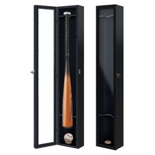 Baseball Bat Display Case Solid Wood Frame Ball Holder Stand Showcase Display...