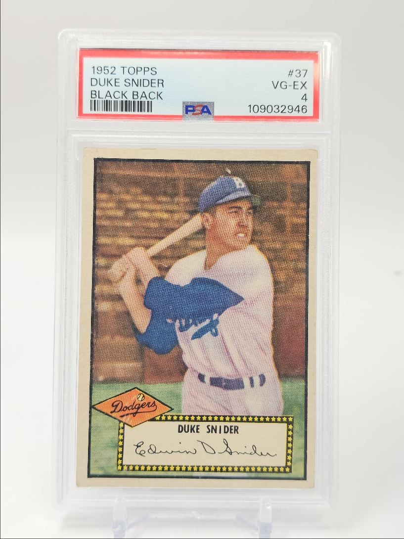 DUKE SNIDER 1952 TOPPS BLACK BACK BASEBALL DODGERS #37 PSA 4 Q1765