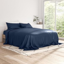 Linen Market King Sheets Cooling Bed Sheets Set Bamboo 4 Piece Set 4 Piece, Navy