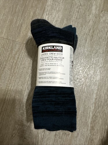 4 Pack Of Kirkland Signature Ladies Merino Wool blend crew sock size 6-10 1/2