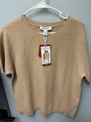 NWT Nine West Fine Woven Beige Short Sleeve Ladies Sweater Size XL