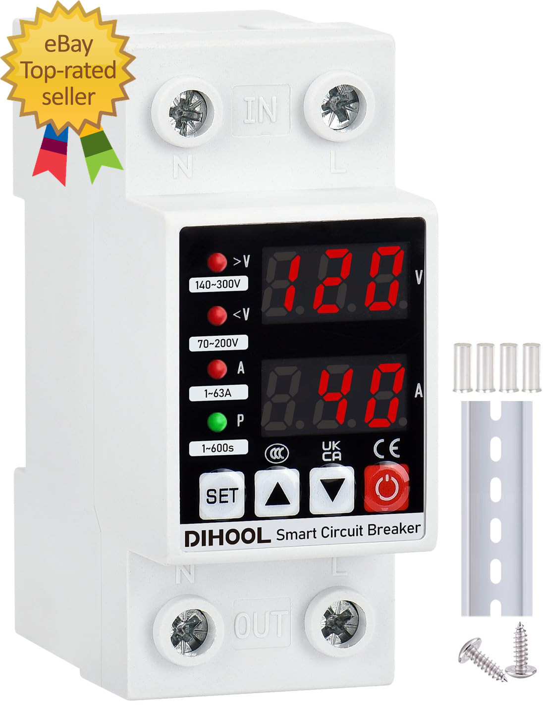 Adjustable Voltage Protector 110V 220V Low/High Voltage Cutoff and Overcurrent