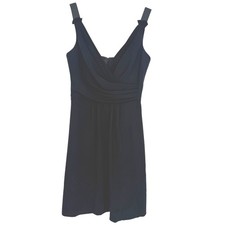 NWT Elie Tahari Carolina Dress Black V-Neck Ruched Cocktail Sleeveless Size 8